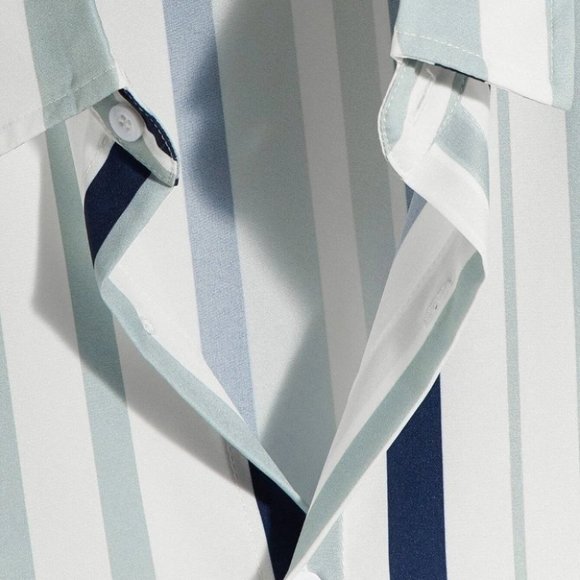 Casual Blue & White Men's Striped Shirt - Picture 4 of 5
